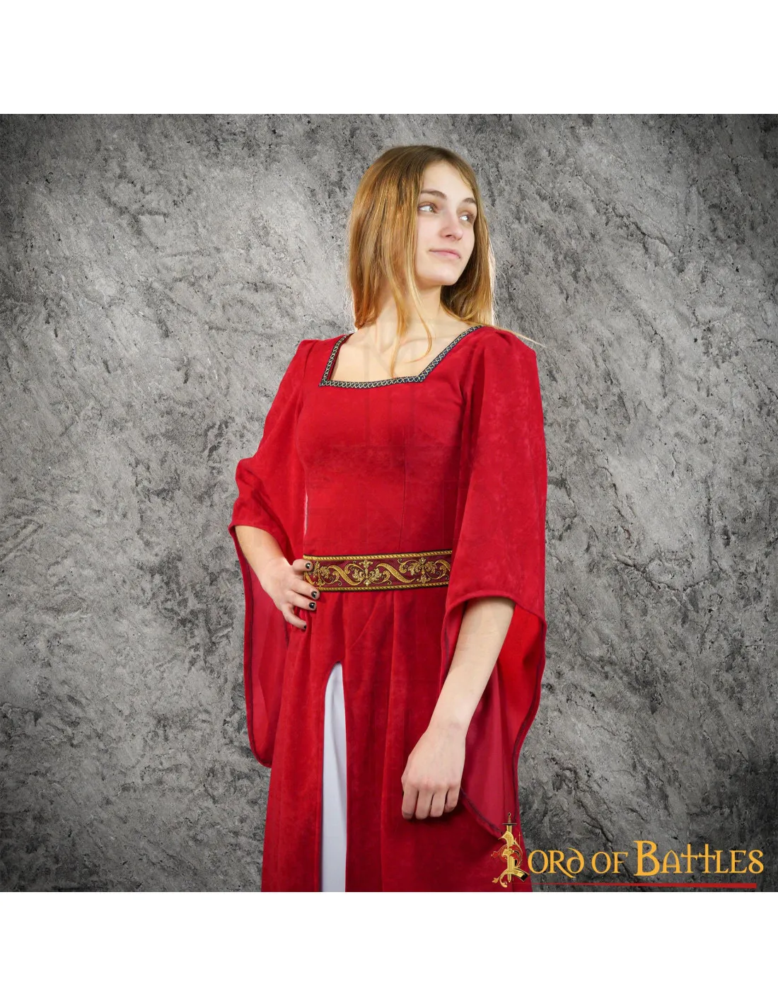 Robe Médiévale Courtisane Jimena - Rouge ⚔️ Boutique Épées