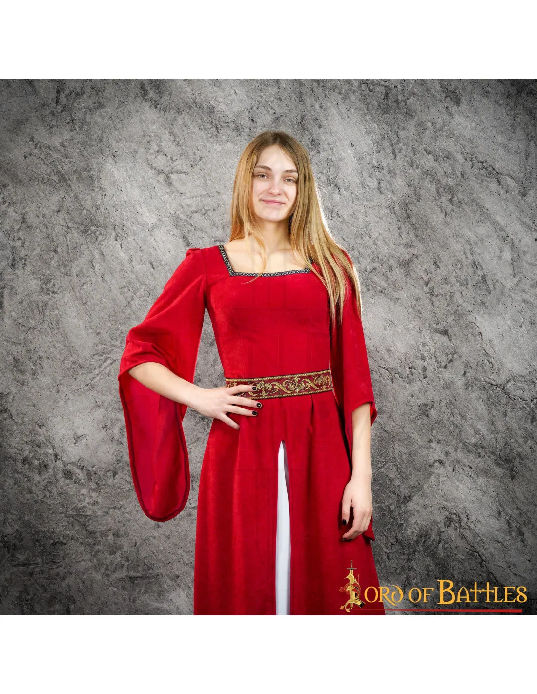 Robe Médiévale Courtisane Jimena - Rouge ⚔️ Boutique Épées