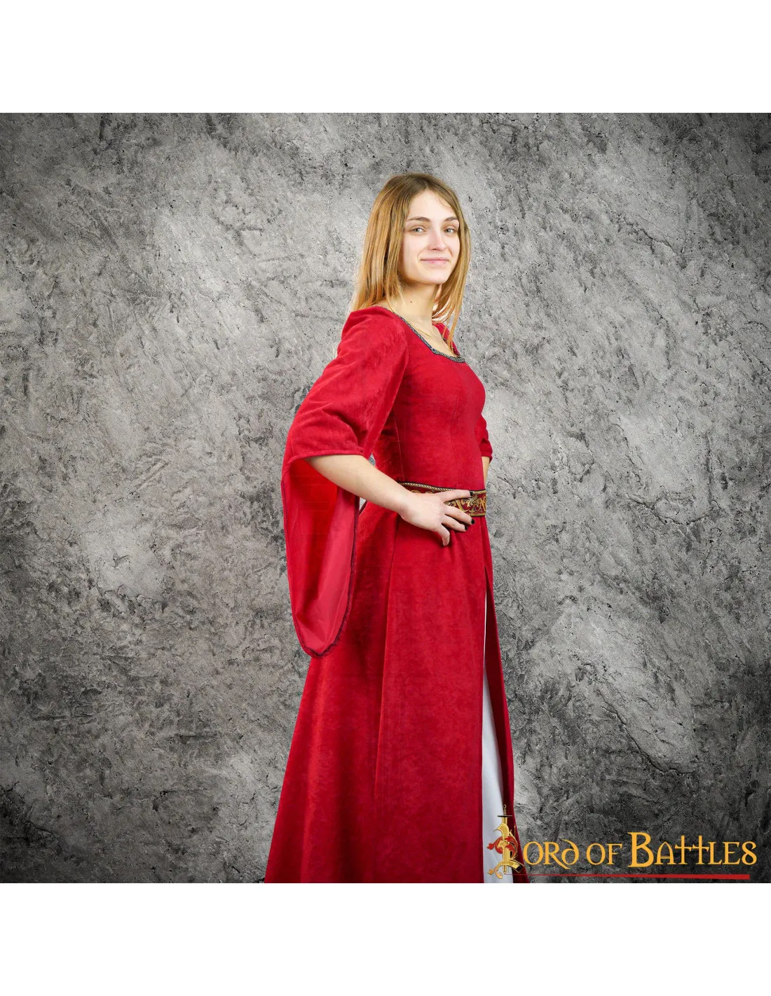 Robe Médiévale Courtisane Jimena - Rouge ⚔️ Boutique Épées