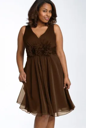 Robe sobre courte pour mariage grande taille en tencel