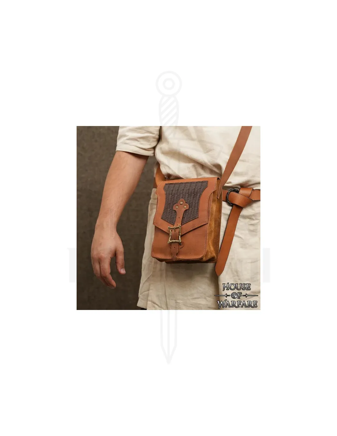 Sac Cartable Médiéval Noble Fait Main - Marron Clair ⚔️ Boutique Épées