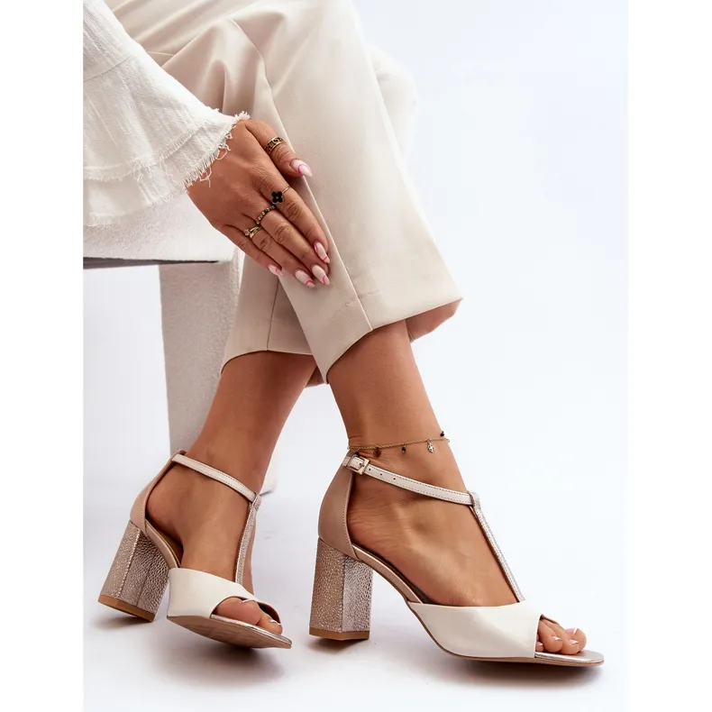 Sandales en cuir à talon haut Laura Messi 2759 Beige