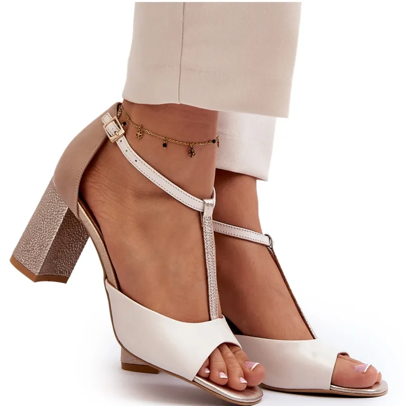 Sandales en cuir à talon haut Laura Messi 2759 Beige