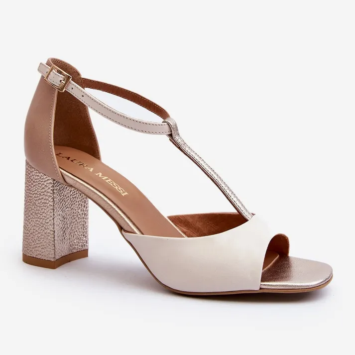 Sandales en cuir à talon haut Laura Messi 2759 Beige