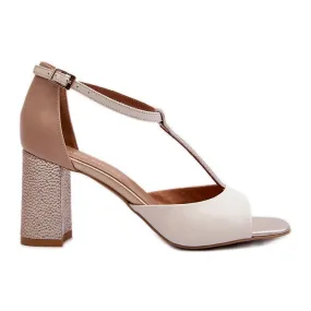 Sandales en cuir à talon haut Laura Messi 2759 Beige