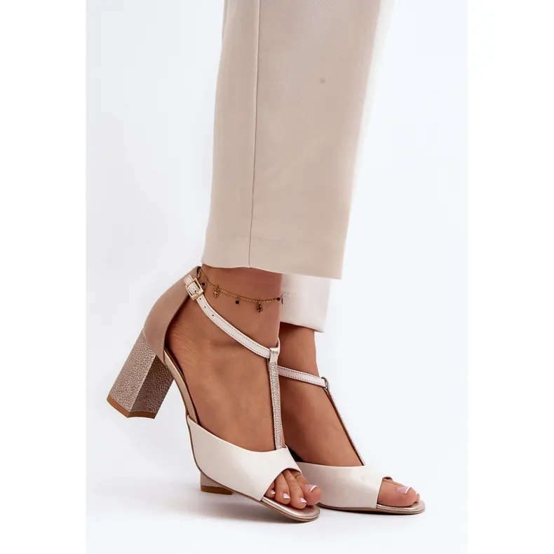 Sandales en cuir à talon haut Laura Messi 2759 Beige