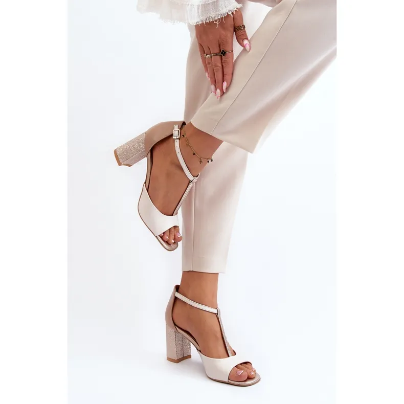 Sandales en cuir à talon haut Laura Messi 2759 Beige