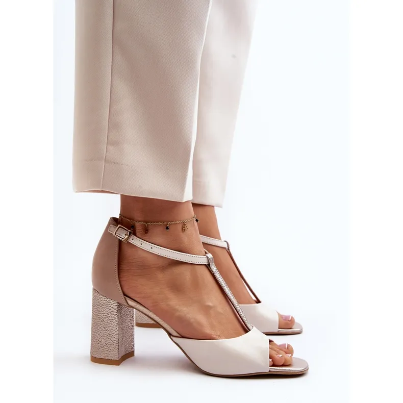 Sandales en cuir à talon haut Laura Messi 2759 Beige