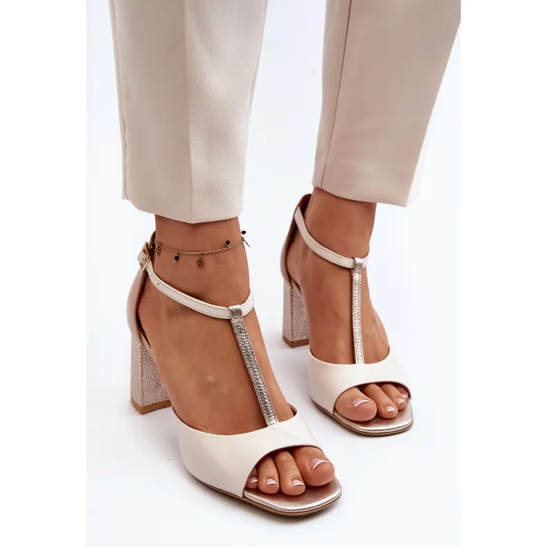 Sandales en cuir à talon haut Laura Messi 2759 Beige