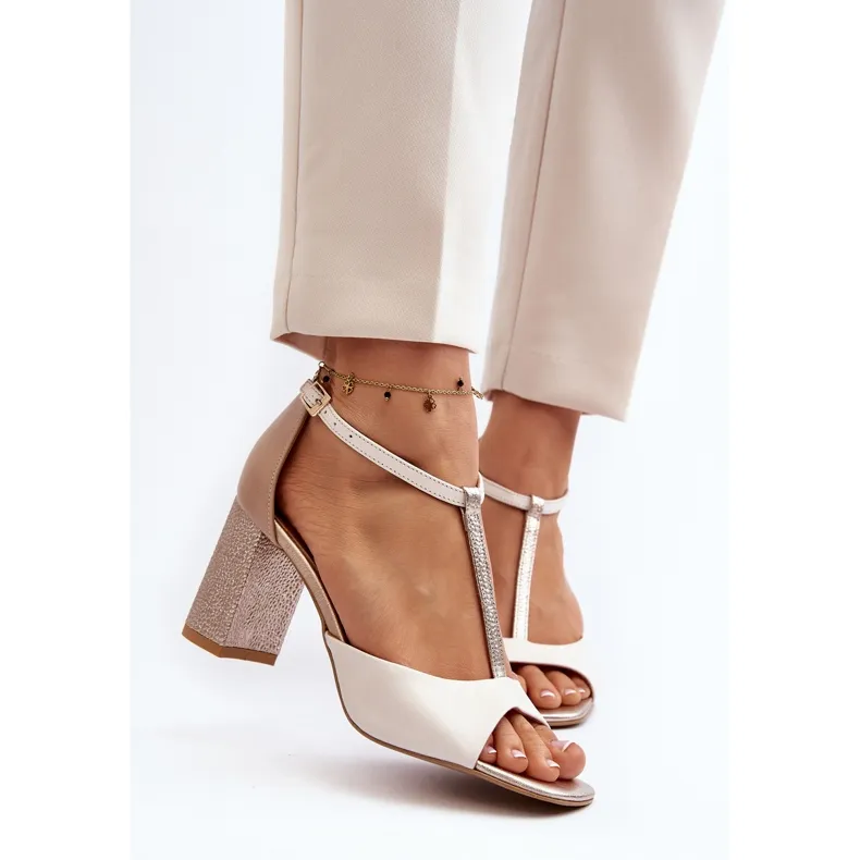 Sandales en cuir à talon haut Laura Messi 2759 Beige