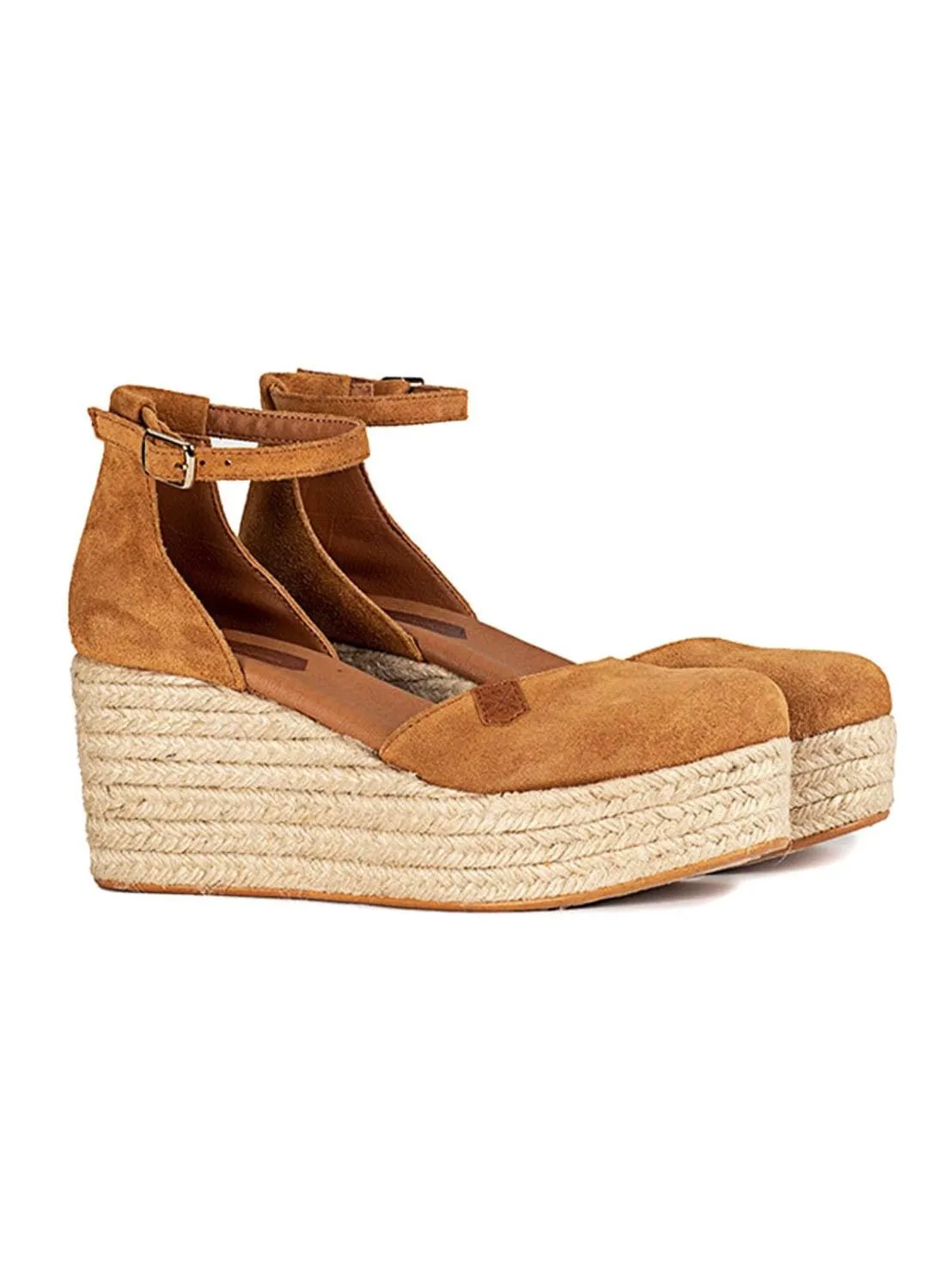 Sandales Popa Cantalar en daim camel pour femme