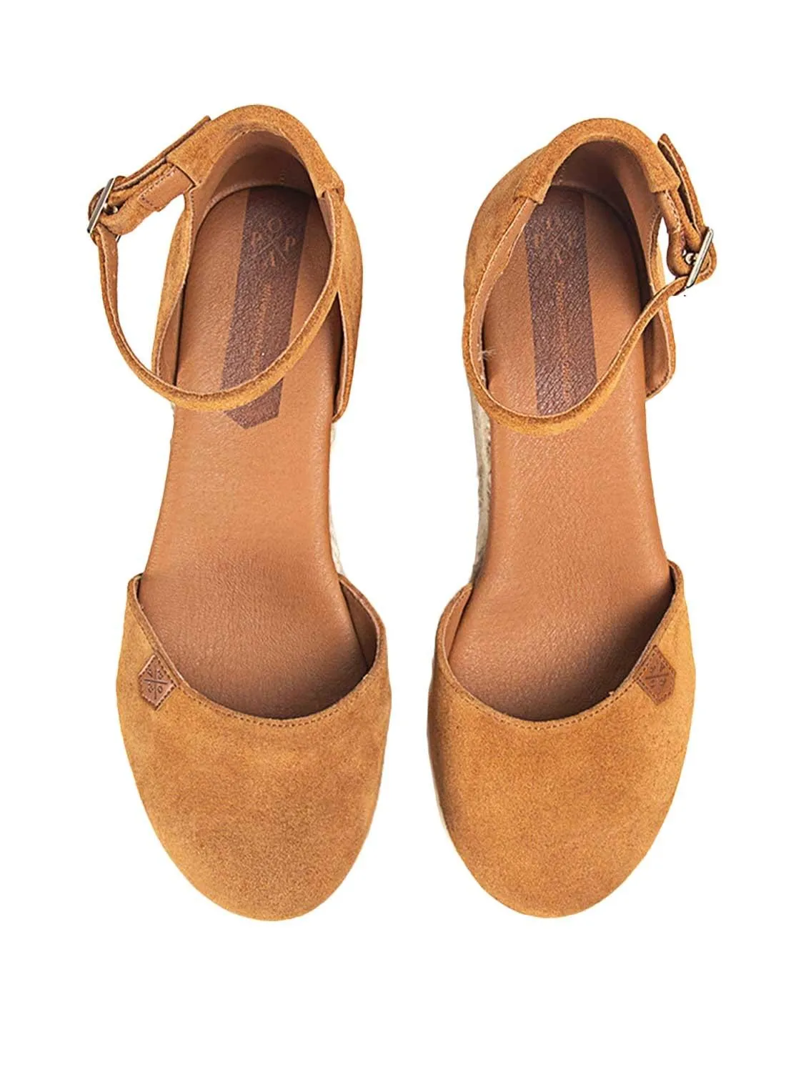 Sandales Popa Cantalar en daim camel pour femme