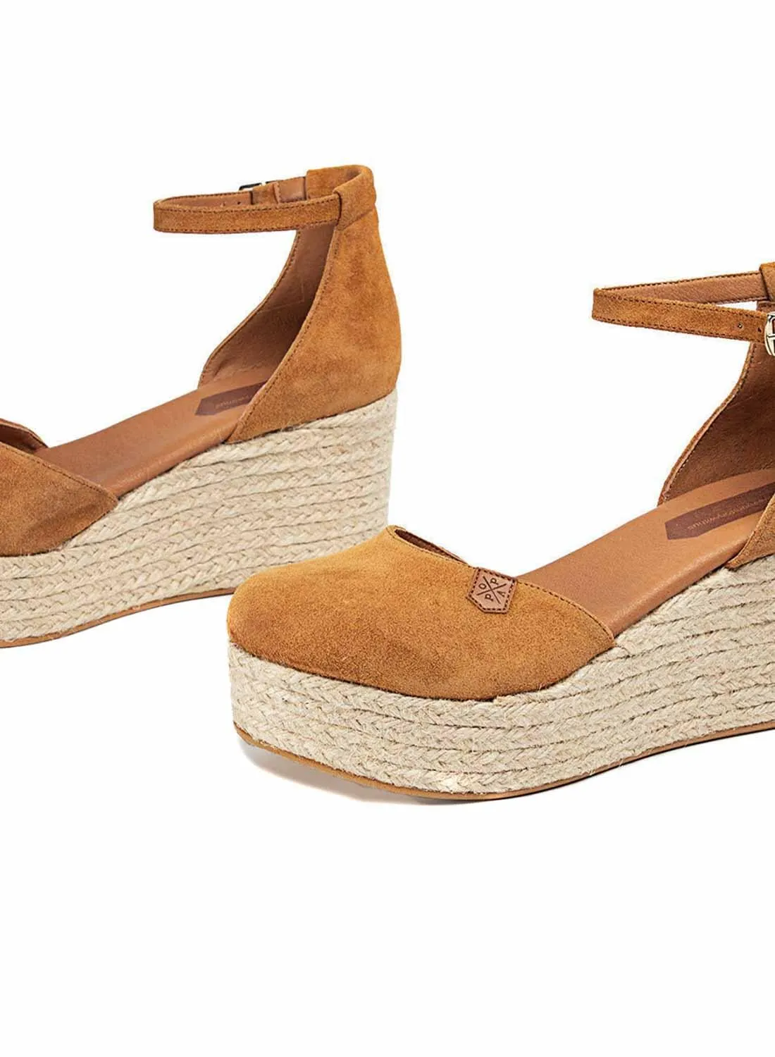 Sandales Popa Cantalar en daim camel pour femme