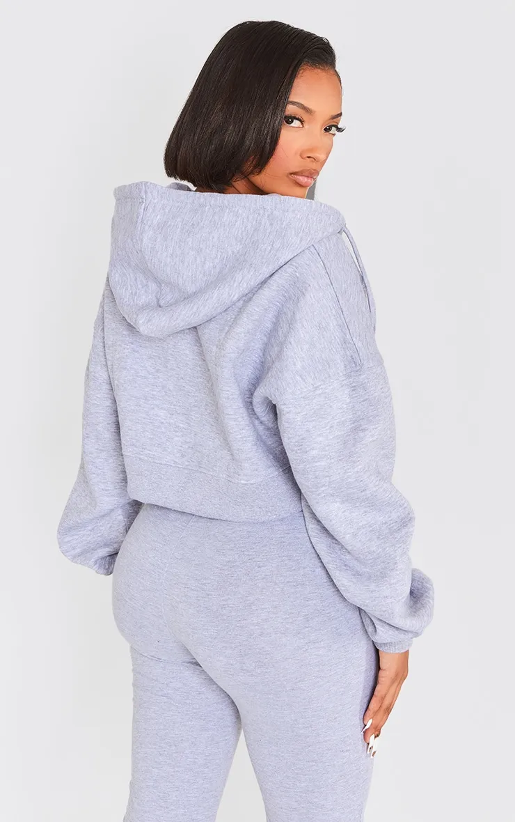 Shape Hoodie court gris chiné à zip et manches longues