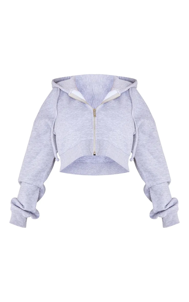 Shape Hoodie court gris chiné à zip et manches longues