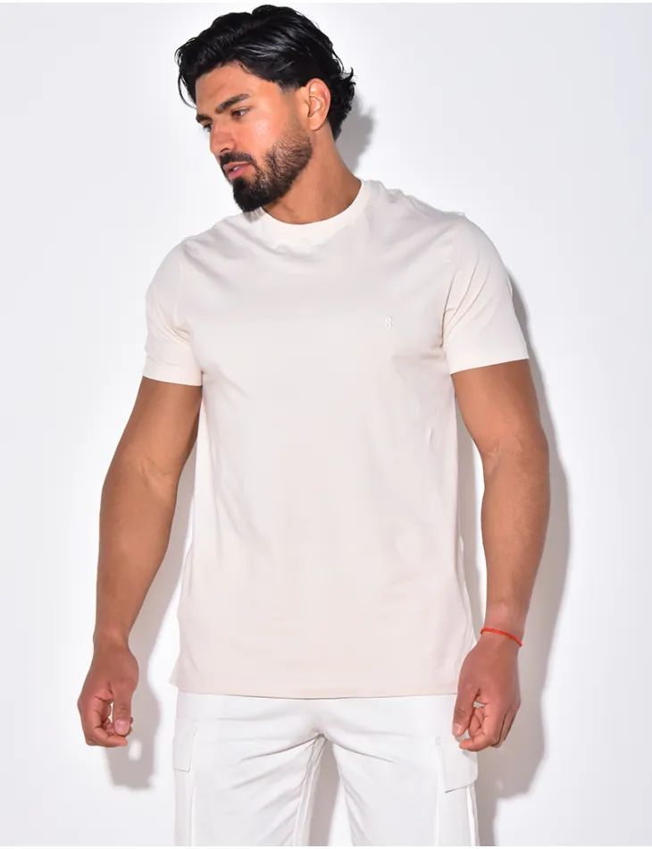 T-shirt basic brodé "B" / 51241 - JEANS INDUSTRY