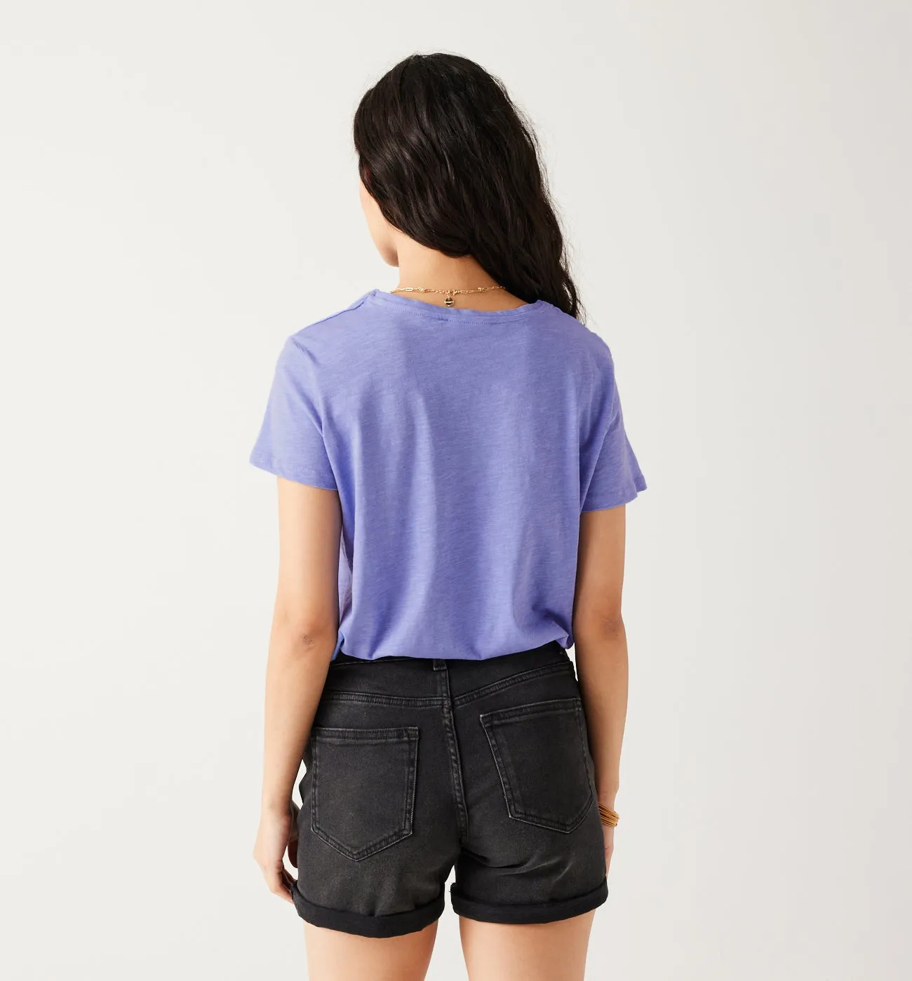 T-shirt col V Femme - Lilas