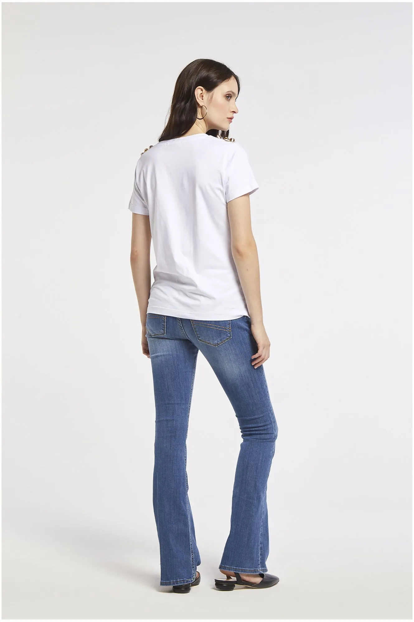 t-shirt en coton stretch avec imprimé logo white - CafèNoir