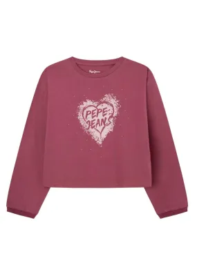 T-Shirt Pepe Jeans Samy Corazón Rose pour Fille