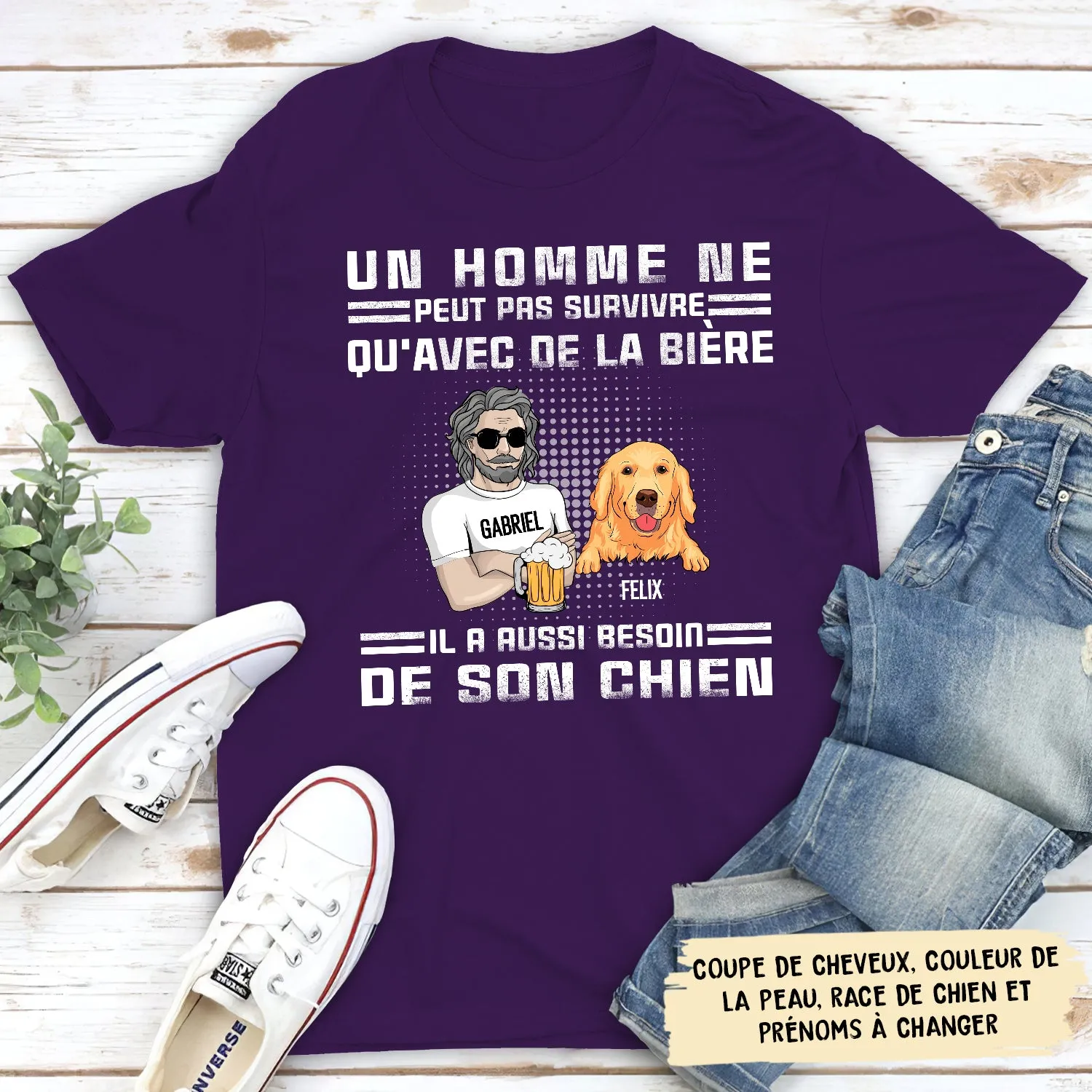 T-shirt Unisex Personnalisé - Un Homme A Besoin Aussi Des Chiens