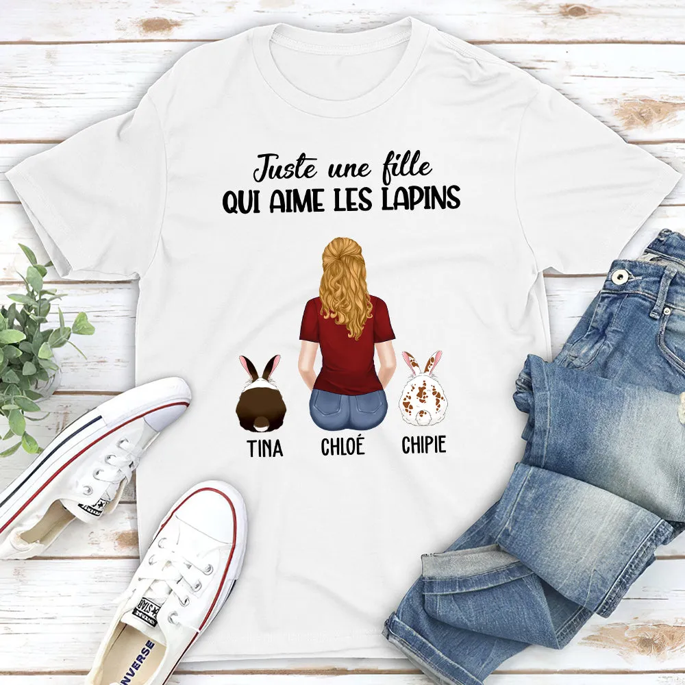 T-shirt Unisex Personnalisé - Une Fille Qui Aime Les Lapins