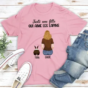 T-shirt Unisex Personnalisé - Une Fille Qui Aime Les Lapins