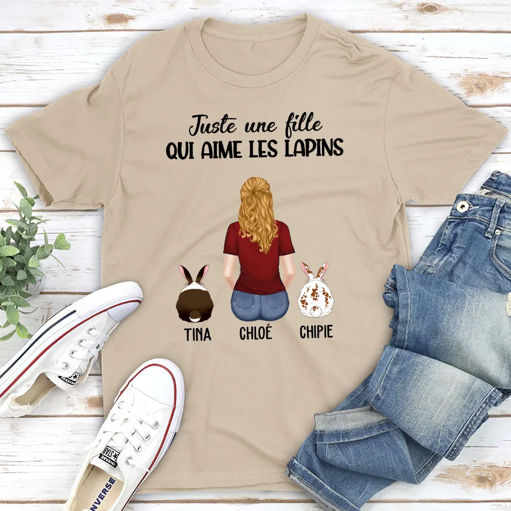 T-shirt Unisex Personnalisé - Une Fille Qui Aime Les Lapins