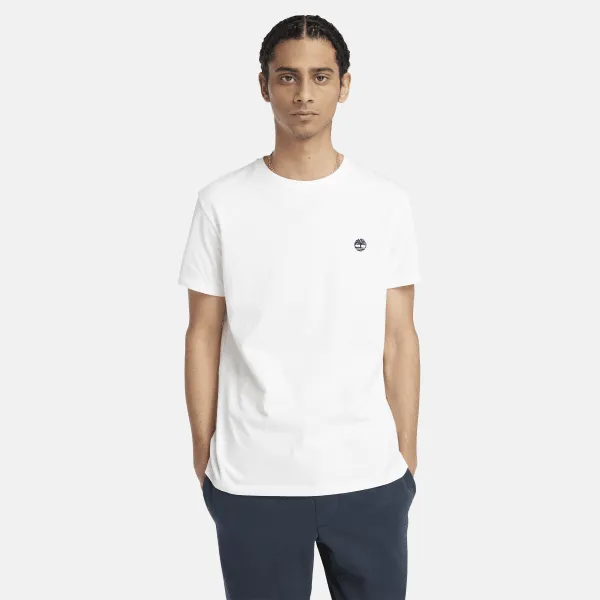 T-shirt à manches courtes et logo sur la poitrine Oyster River (Slim) pour homme en blanc