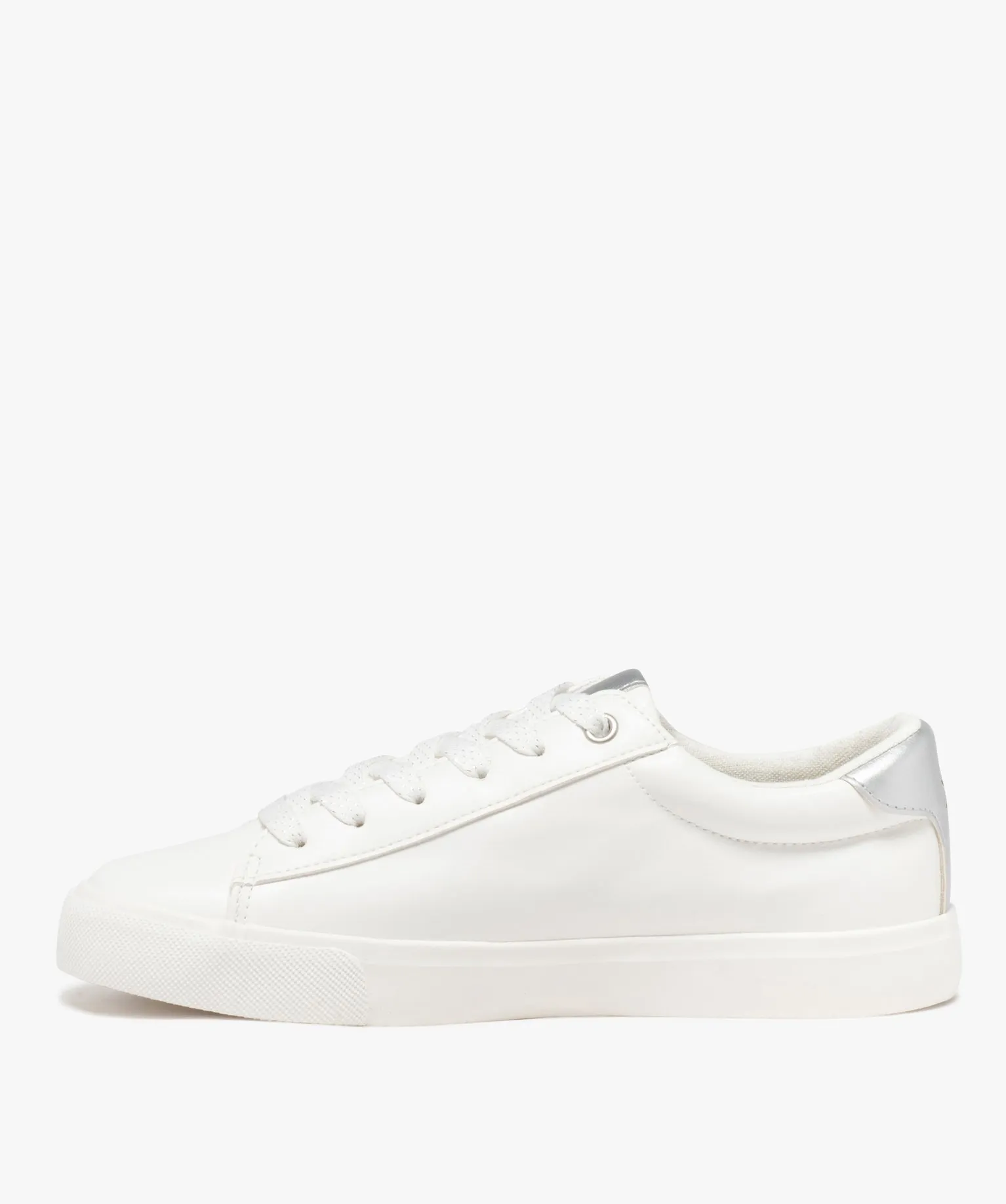 tennis femme a lacets pailletes et zip decoratif femme blanc baskets et tennis