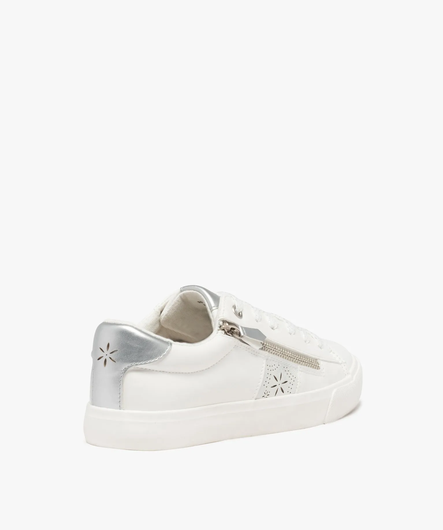 tennis femme a lacets pailletes et zip decoratif femme blanc baskets et tennis